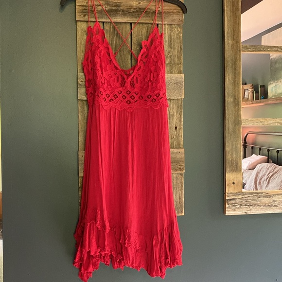 Free People Adella Red Strappy Lace Dress (NWOT) - Picture 3 of 7